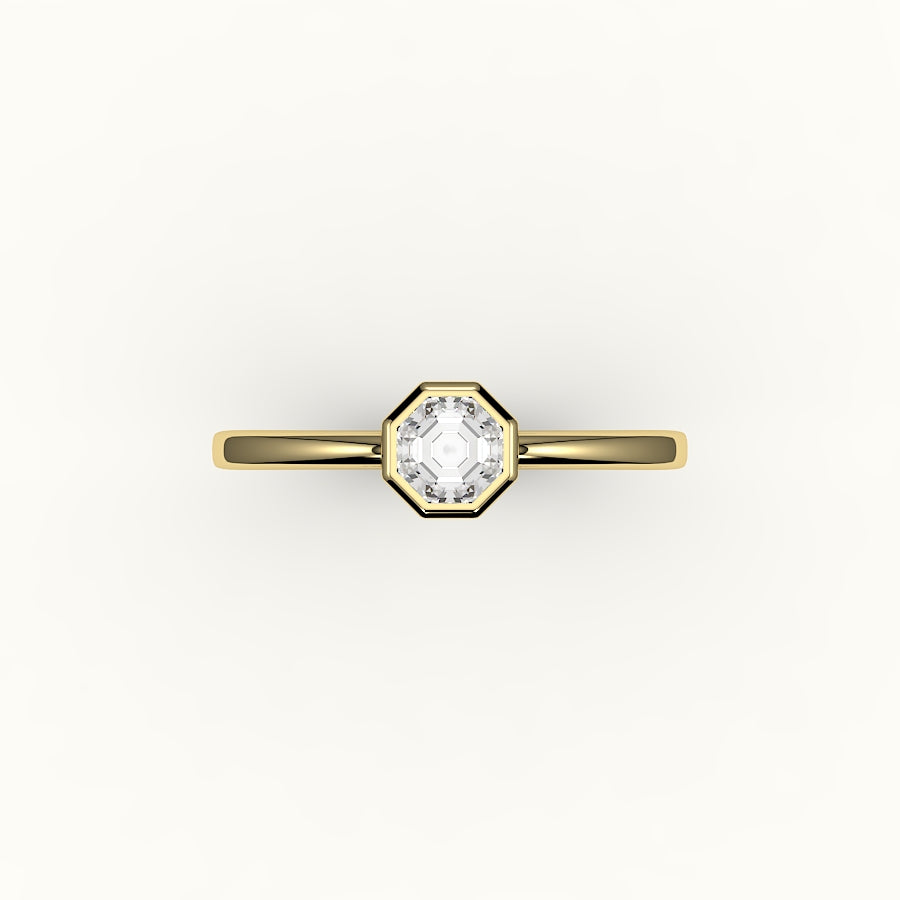 Engaste clásico de anillo con bisel de corte octogonal