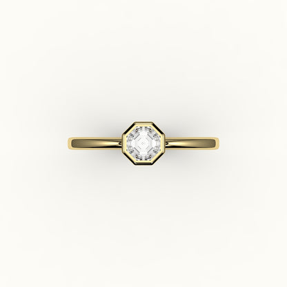 Engaste clásico de anillo con bisel de corte octogonal