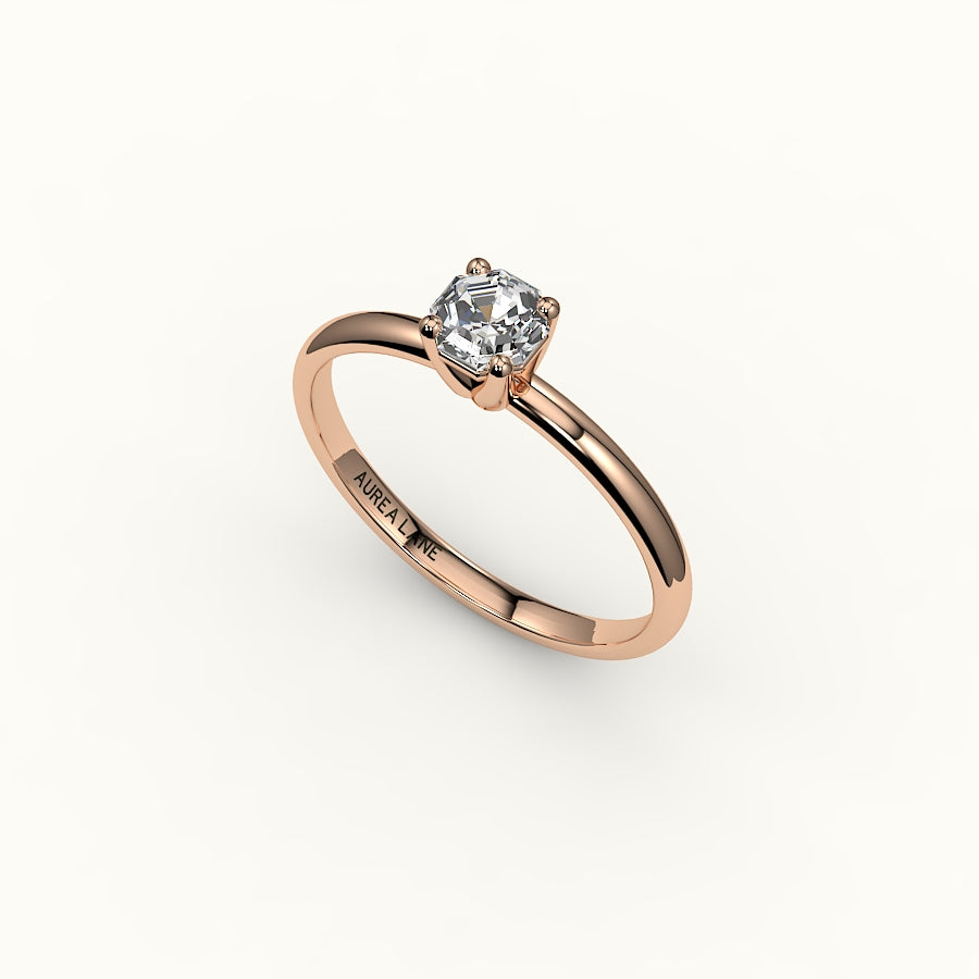 Engaste clásico de anillo solitario de corte octogonal