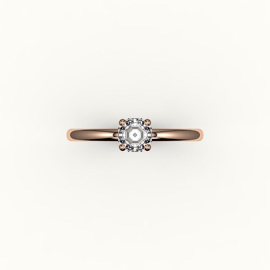 Engaste clásico de anillo solitario de corte octogonal