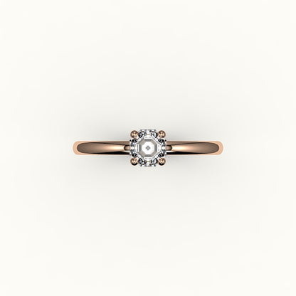 Engaste clásico de anillo solitario de corte octogonal