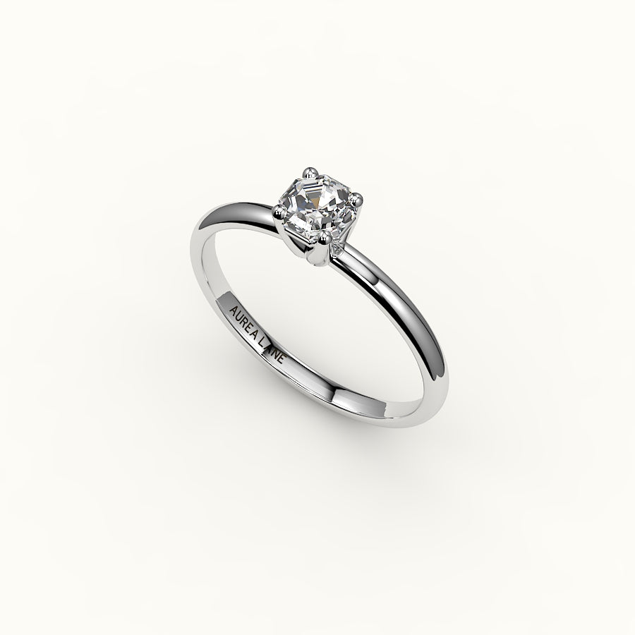 Engaste clásico de anillo solitario de corte octogonal