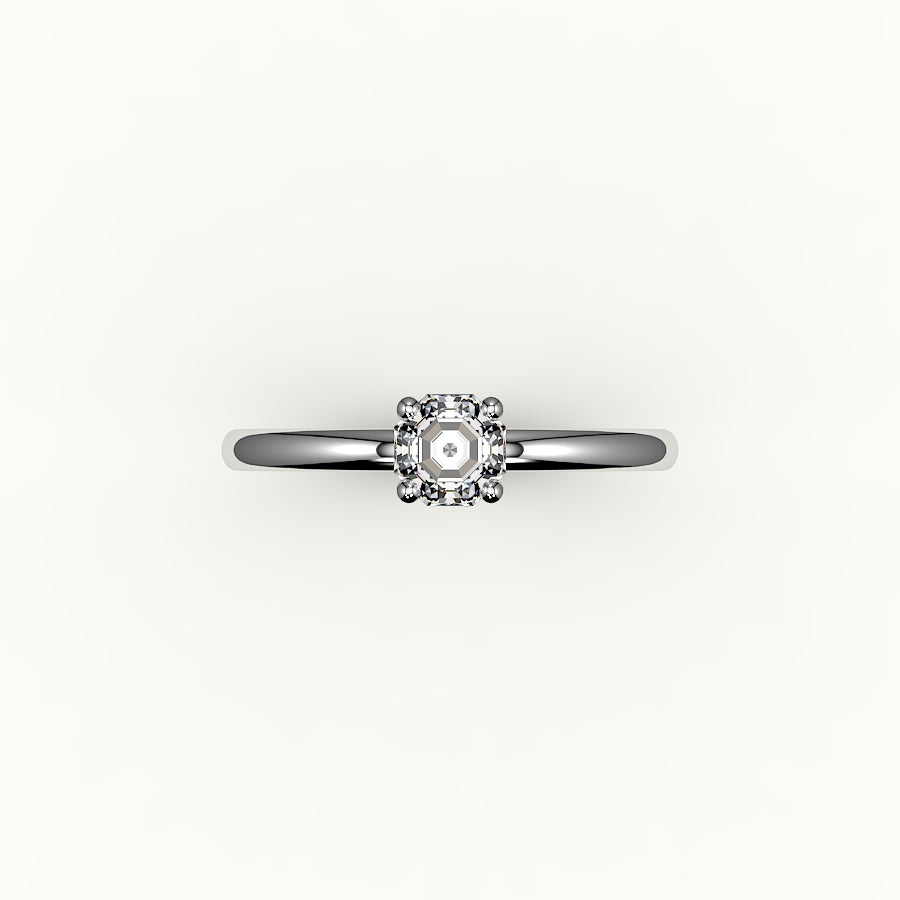 Engaste clásico de anillo solitario de corte octogonal
