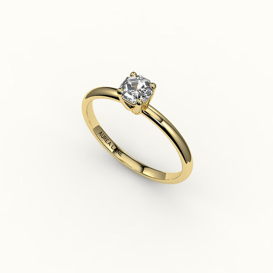 Engaste clásico de anillo solitario de corte octogonal