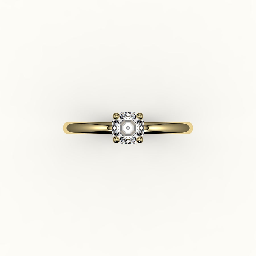 Engaste clásico de anillo solitario de corte octogonal