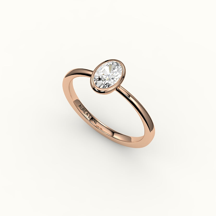 Engaste clásico de anillo con bisel ovalado