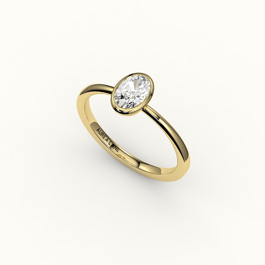 Engaste clásico de anillo con bisel ovalado