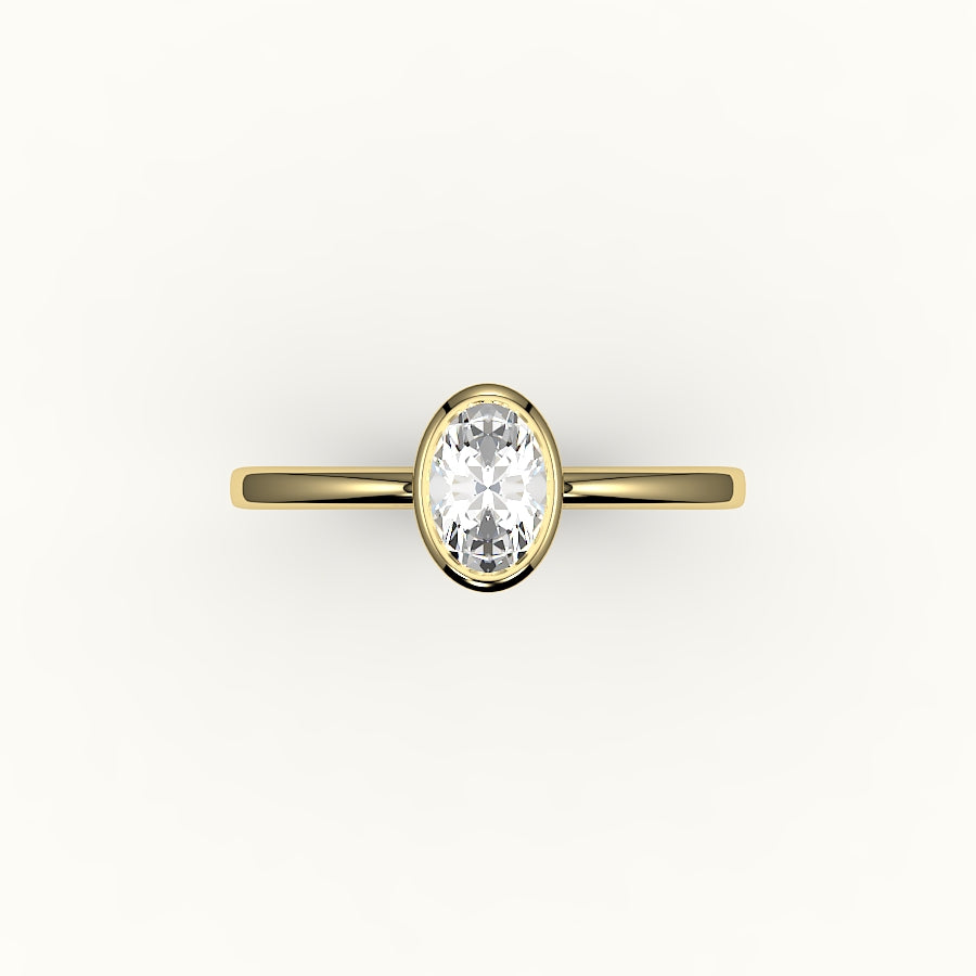 Engaste clásico de anillo con bisel ovalado