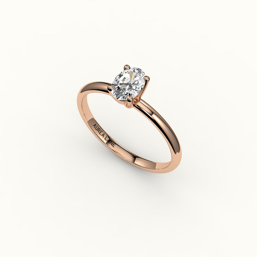 Engaste clásico de anillo solitario ovalado