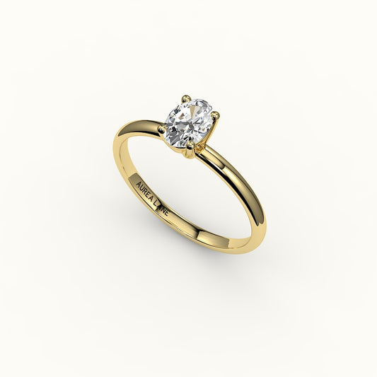 Engaste clásico de anillo solitario ovalado