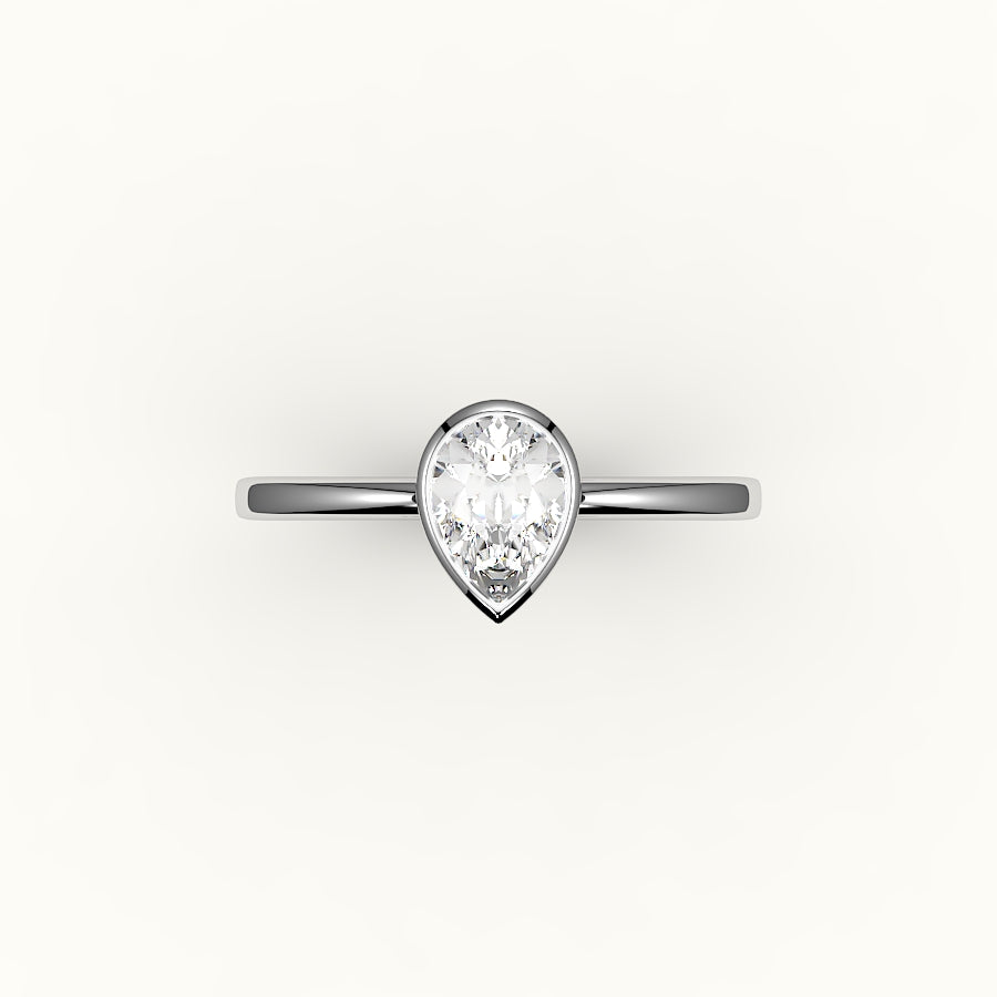 Engaste de anillo con bisel de corte de pera clásico