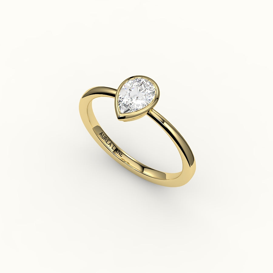 Engaste de anillo con bisel de corte de pera clásico