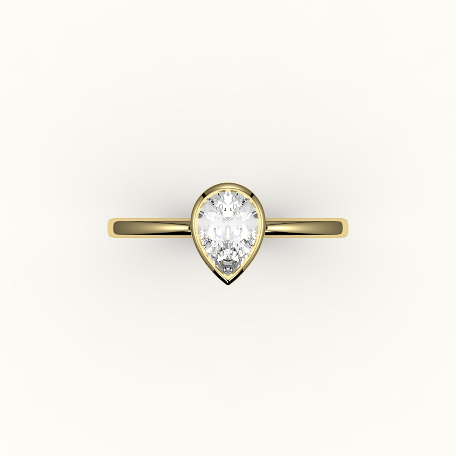 Engaste de anillo con bisel de corte de pera clásico