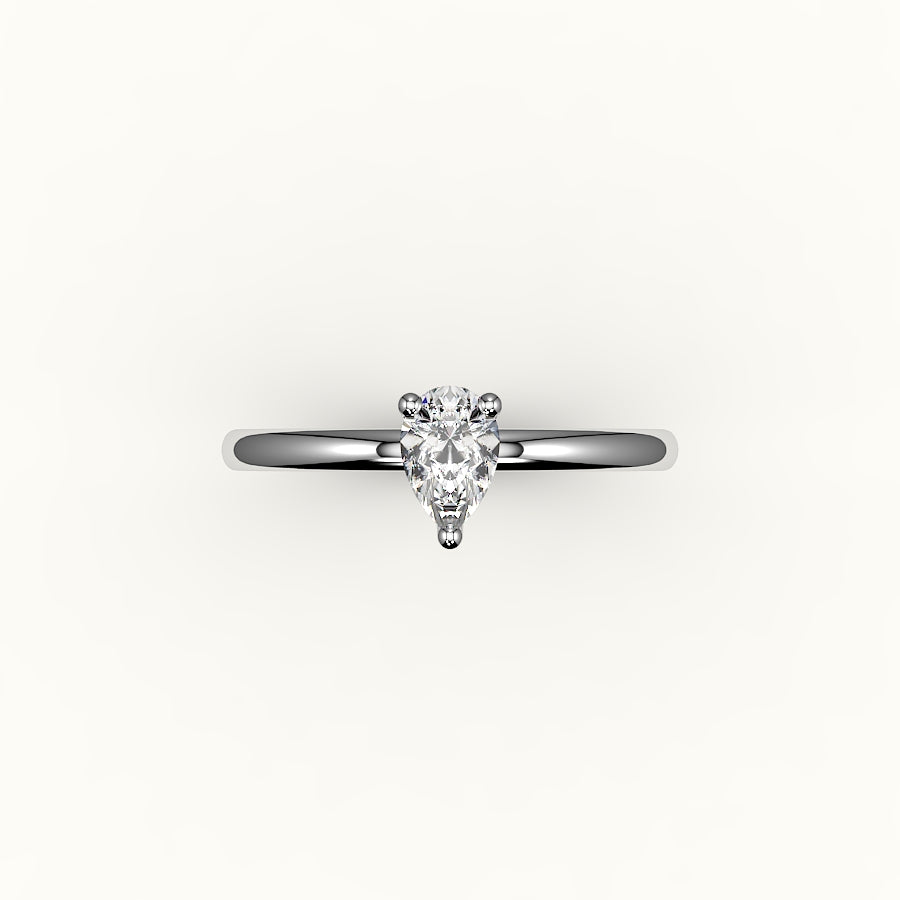 Engaste de anillo solitario clásico de corte de pera