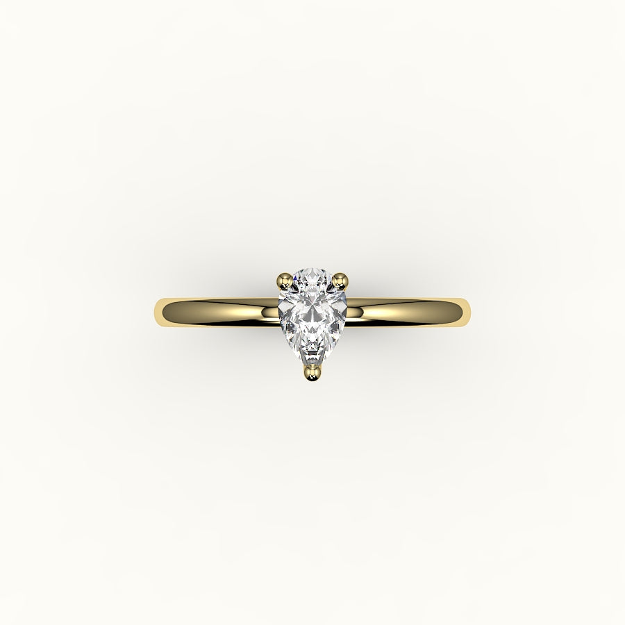 Engaste de anillo solitario clásico de corte de pera