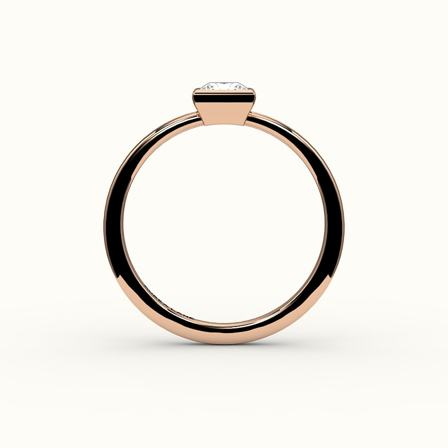 Engaste de anillo con bisel de corte princesa