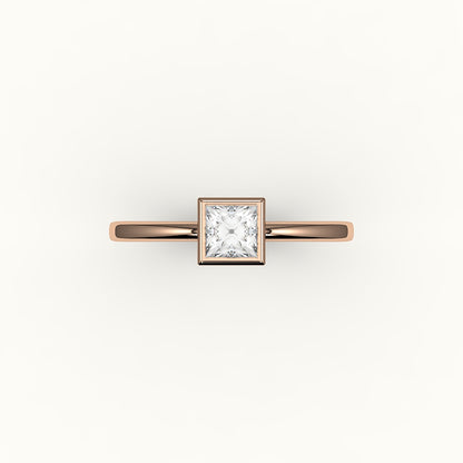 Engaste de anillo con bisel de corte princesa