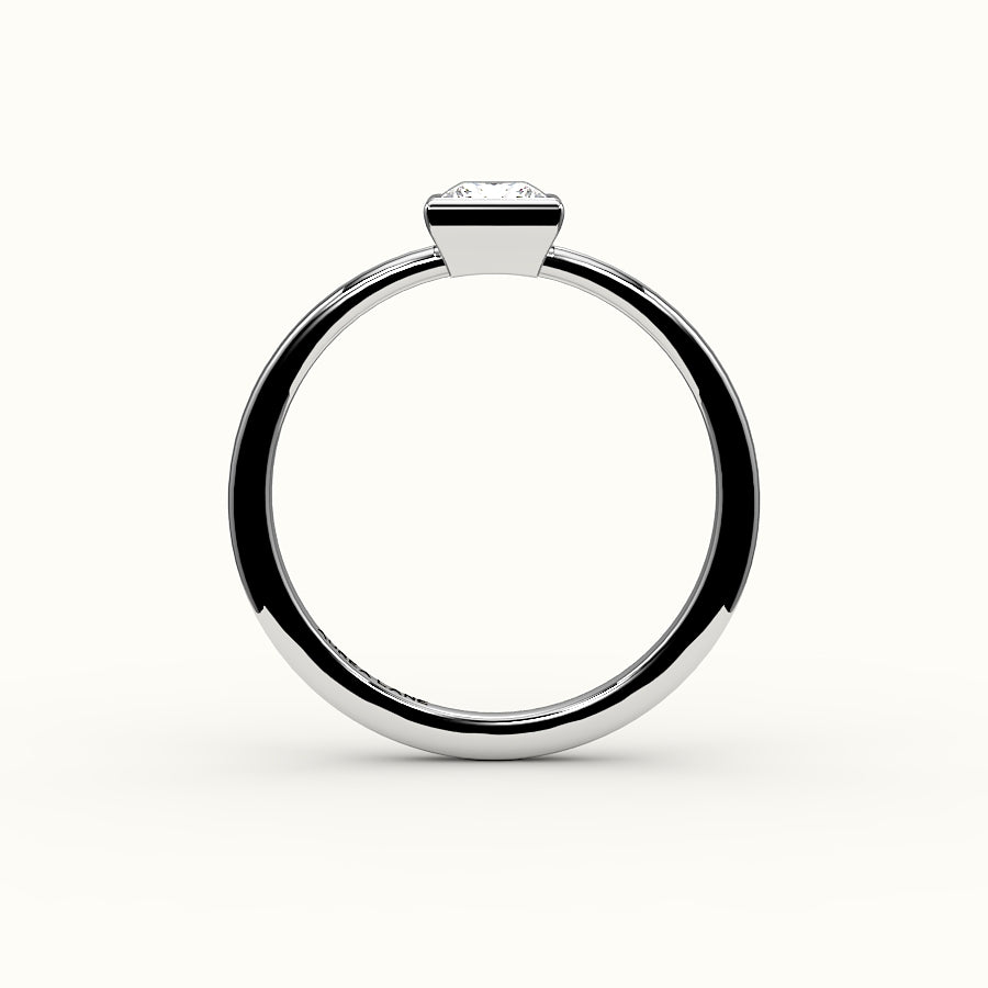 Engaste de anillo con bisel de corte princesa