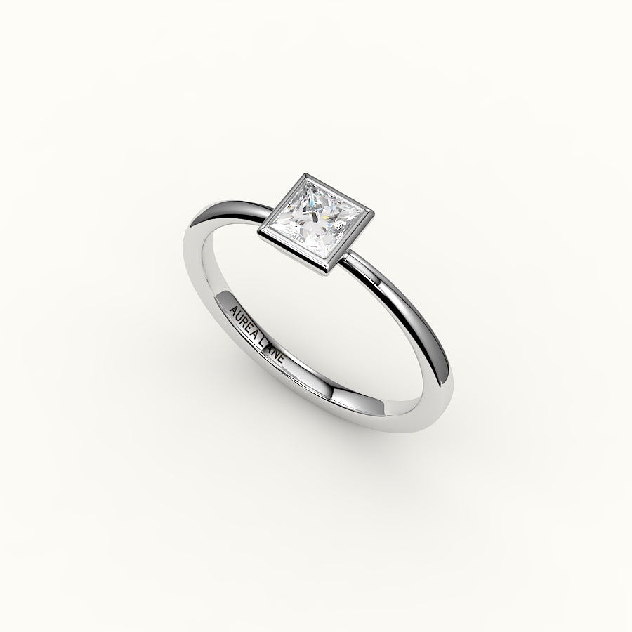 Engaste de anillo con bisel de corte princesa