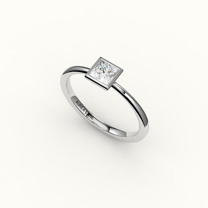 Engaste de anillo con bisel de corte princesa