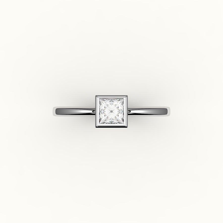 Engaste de anillo con bisel de corte princesa