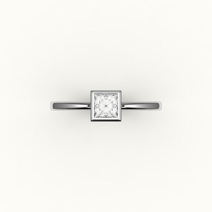 Engaste de anillo con bisel de corte princesa