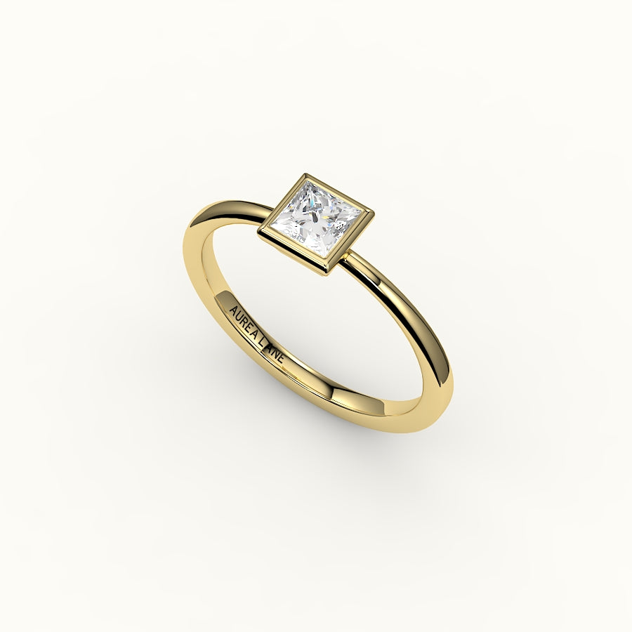 Engaste de anillo con bisel de corte princesa