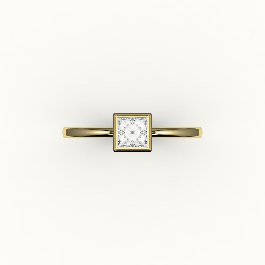 Engaste de anillo con bisel de corte princesa