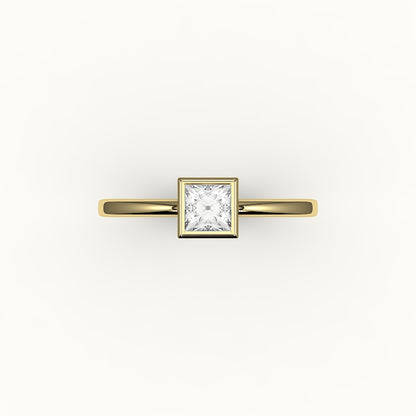 Engaste de anillo con bisel de corte princesa