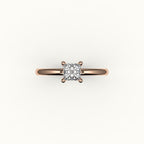 Princess Cut Solitaire Ring Setting with Support Rail
