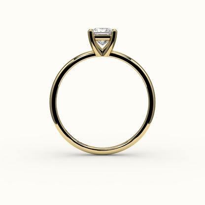 Engaste de anillo solitario de corte princesa con riel de soporte