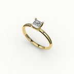 Princess Cut Solitaire Ring Setting with Support Rail