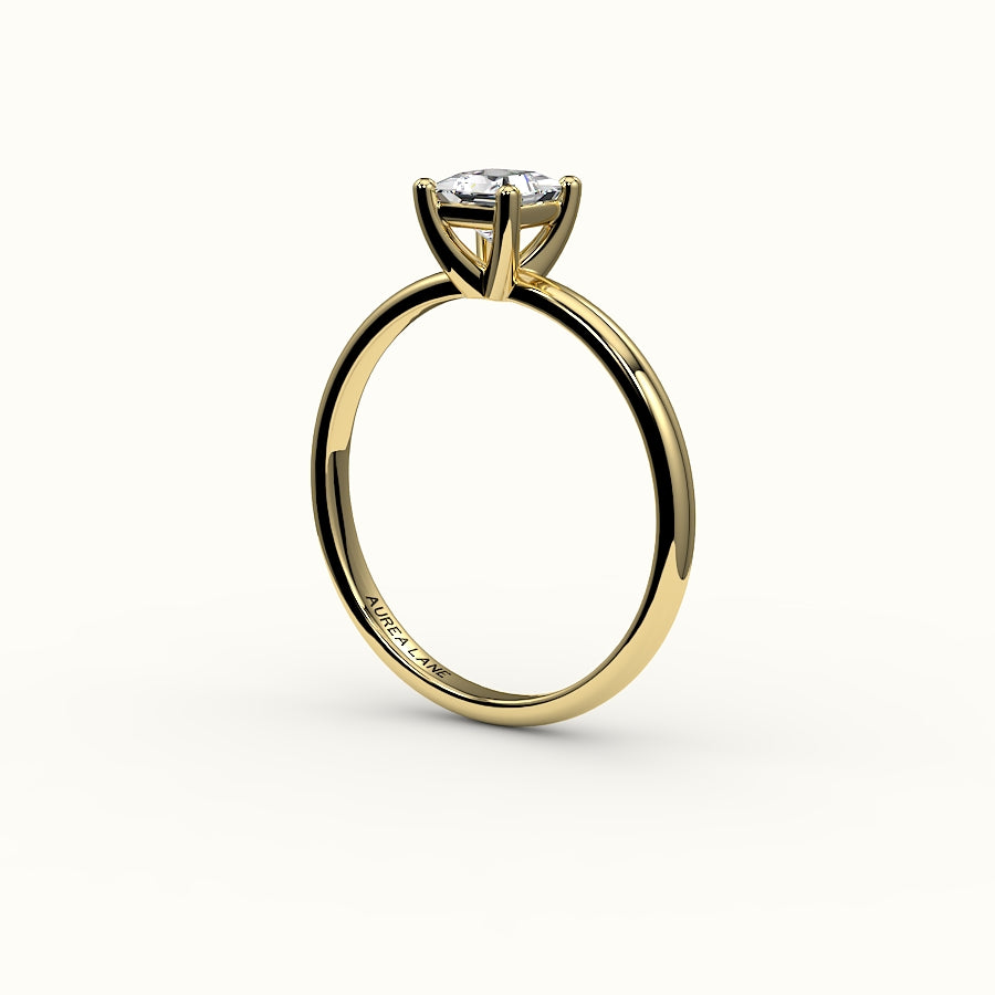 Engaste de anillo solitario de corte princesa con riel de soporte