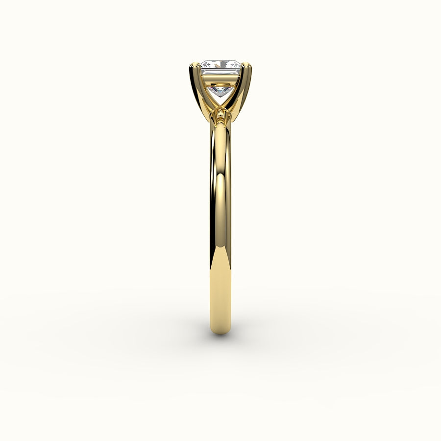Engaste de anillo solitario de corte princesa con riel de soporte