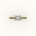 Princess Cut Solitaire Ring Setting with Support Rail