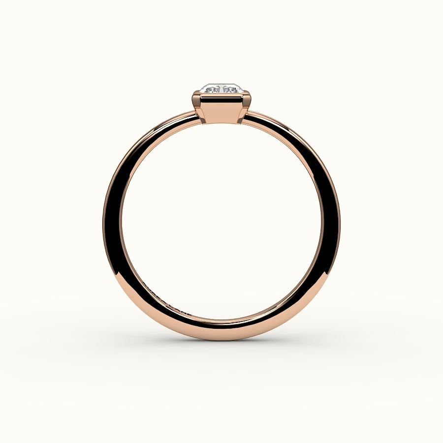 Engaste de anillo con bisel de corte radiante clásico