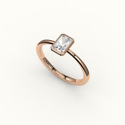 Engaste de anillo con bisel de corte radiante clásico