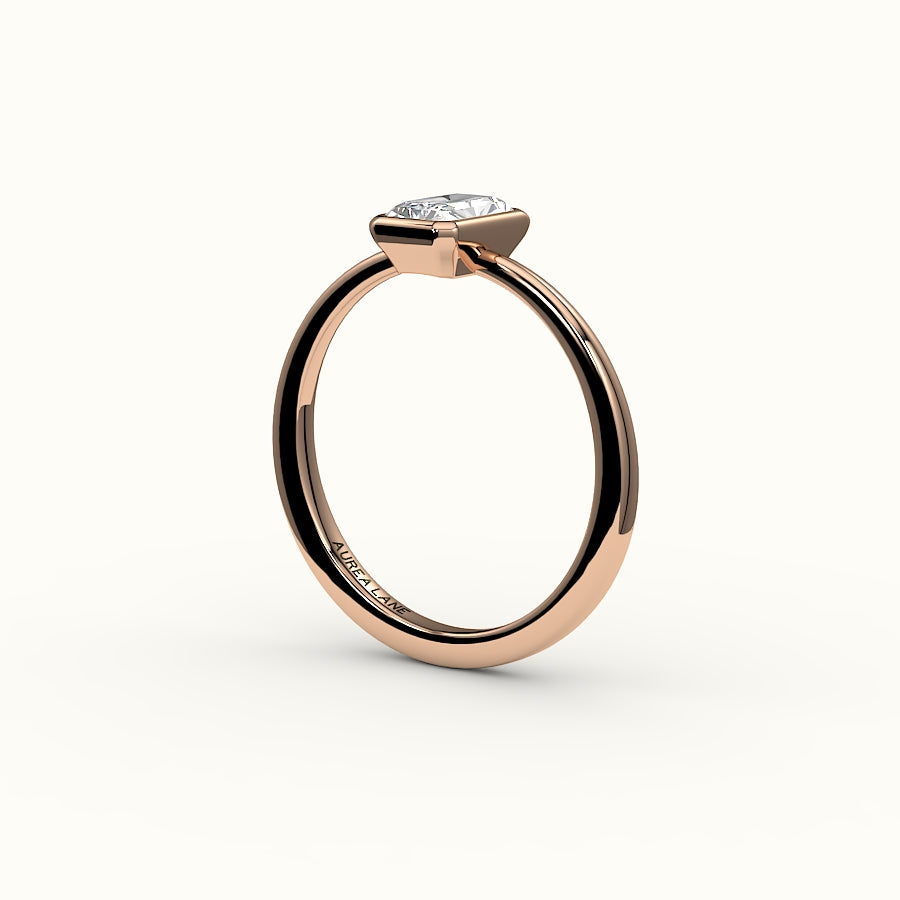 Engaste de anillo con bisel de corte radiante clásico
