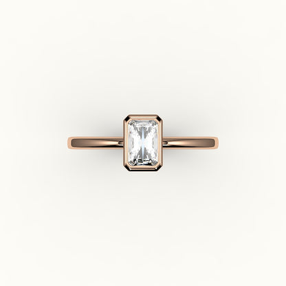 Engaste de anillo con bisel de corte radiante clásico
