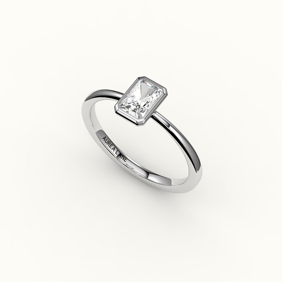 Engaste de anillo con bisel de corte radiante clásico