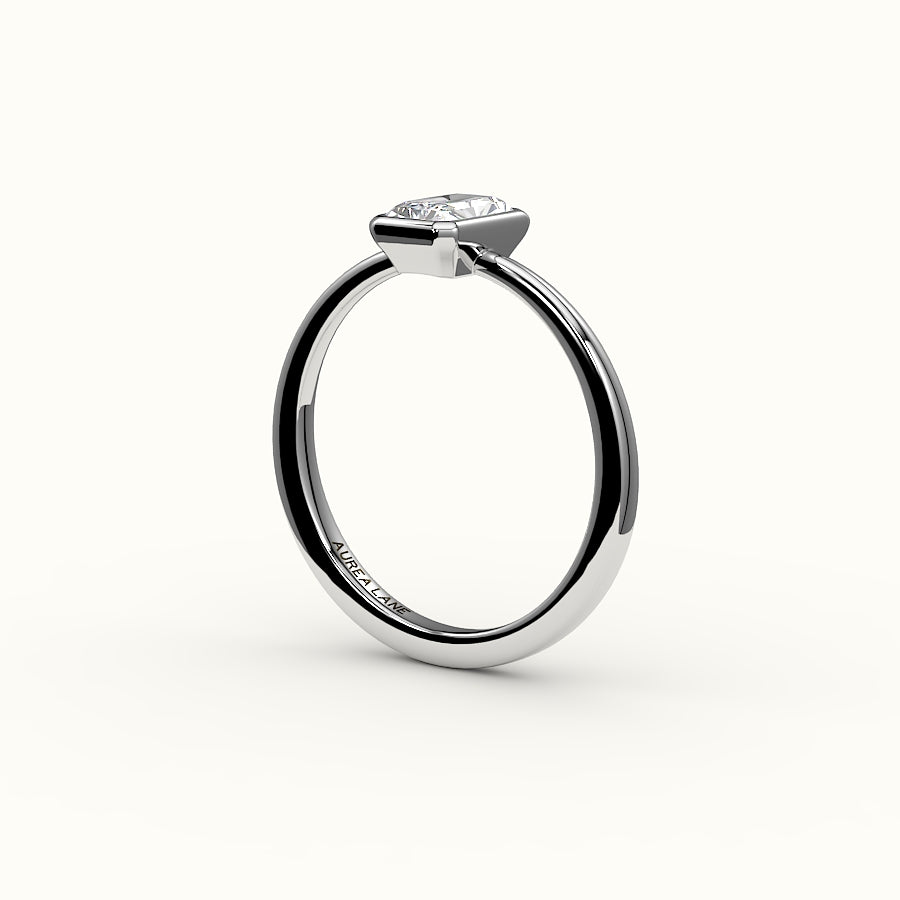 Engaste de anillo con bisel de corte radiante clásico