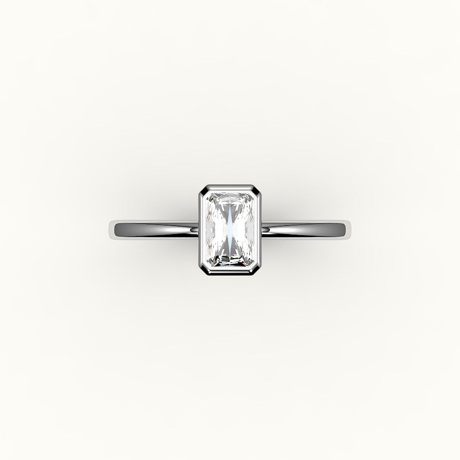 Engaste de anillo con bisel de corte radiante clásico