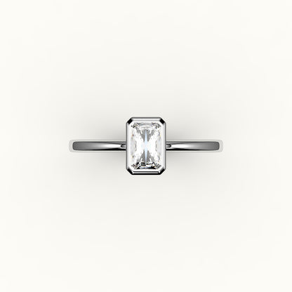Engaste de anillo con bisel de corte radiante clásico