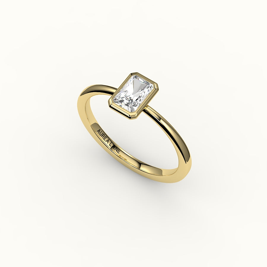 Engaste de anillo con bisel de corte radiante clásico