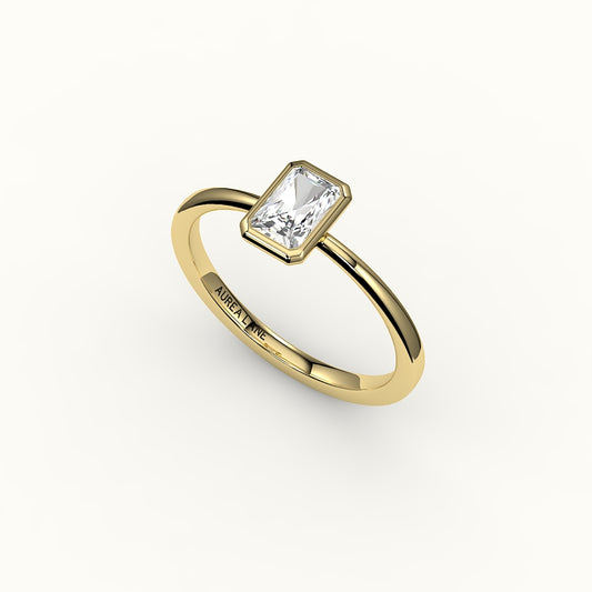 Engaste de anillo con bisel de corte radiante clásico