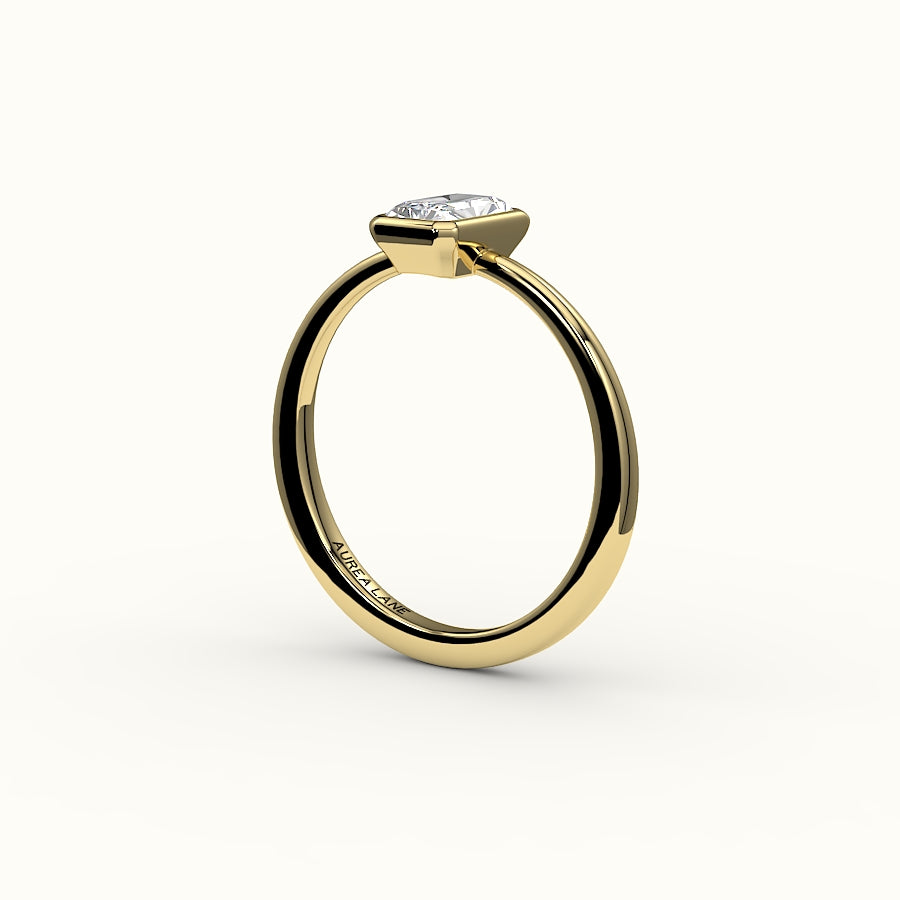 Engaste de anillo con bisel de corte radiante clásico