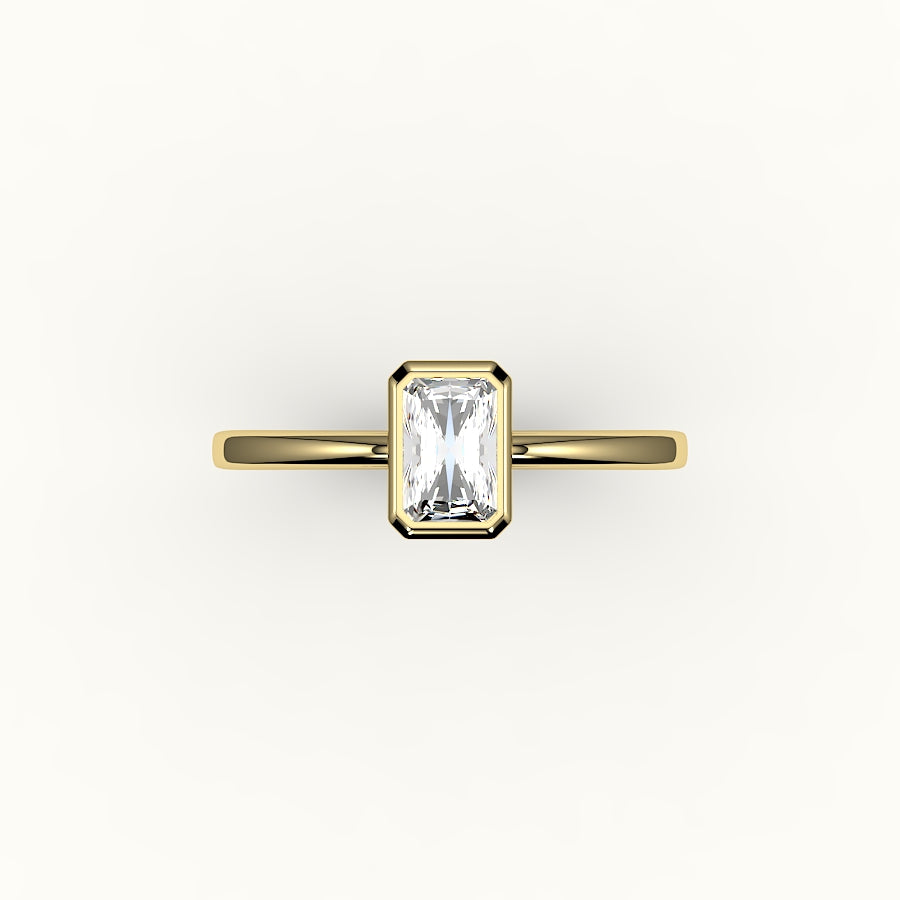Engaste de anillo con bisel de corte radiante clásico