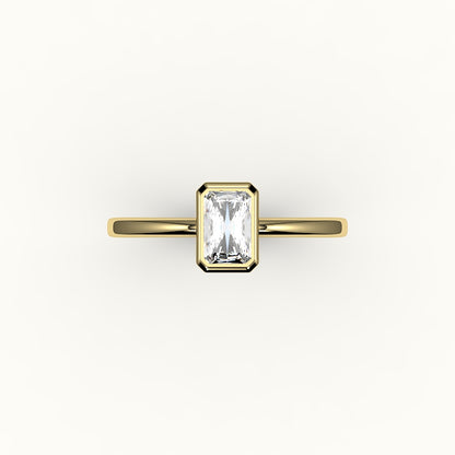 Engaste de anillo con bisel de corte radiante clásico