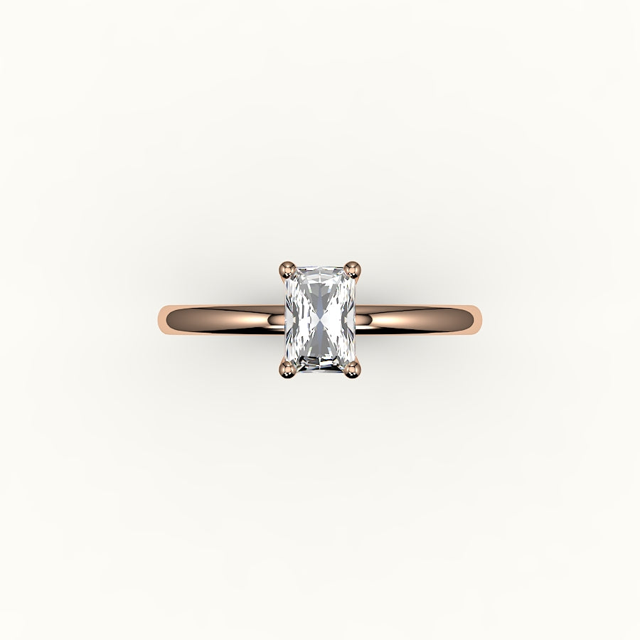 Engaste de anillo solitario clásico de corte radiante