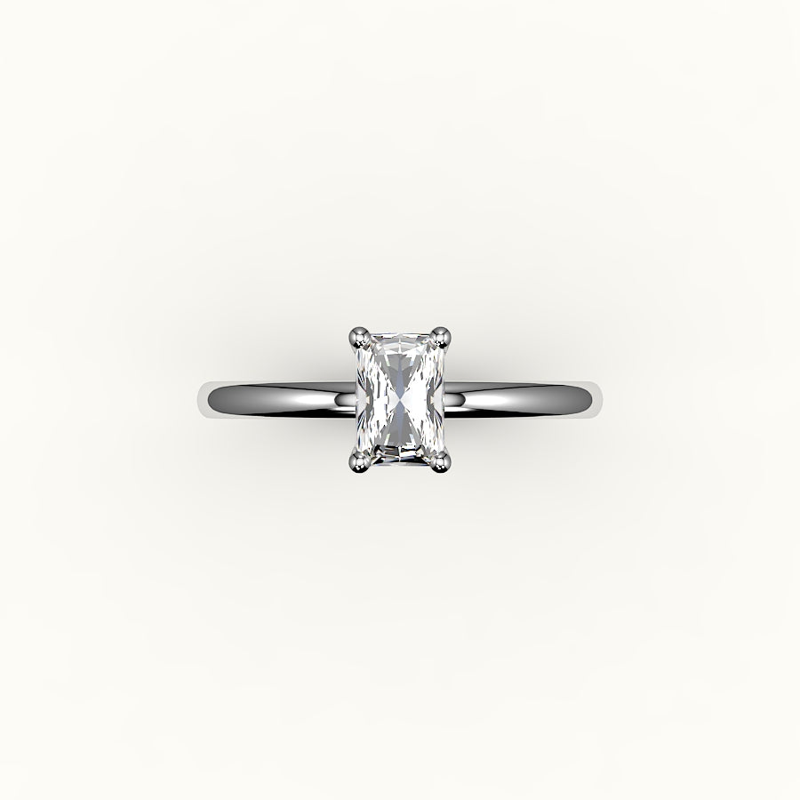 Engaste de anillo solitario clásico de corte radiante